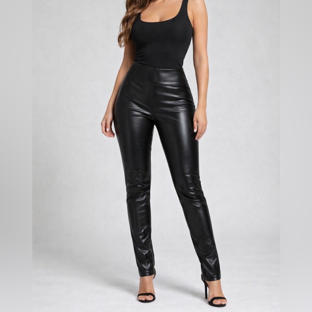 NWT White House Black Market Black Faux-Leather Pants